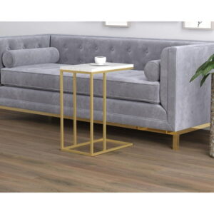 Safdie & Co. Accent Table C-Shaped Marble Gold Metal