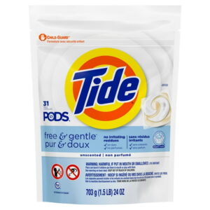 Tide PODS Free & Gentle Laundry Detergent Soap Pacs, Tide PODS Laundry Detergent, Laundry Detergent Pacs, Laundry PODS Detergent, 31CT