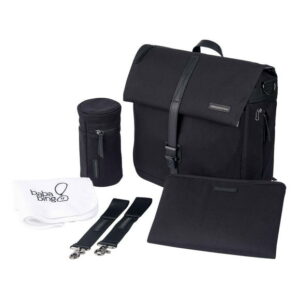 Bababing DayTripper II - Black Canvas - 2-in-1 Convertible Backpack & Shoulder Bag - Insulated Bottle Holder, Large Wipeable Changing Mat, Stroller Clips, Waterproof Cover - Stylish & Practical for Mo