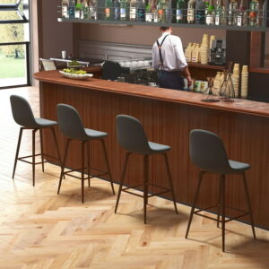 Homy Casa Modern Set of 4 Bar Stool with 360 Swivel, Upholstery Adjustable Metal Legs, Grey