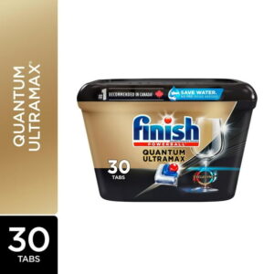 Finish® Quantum UltraMAX® Dishwasher Detergent Tabs for Diamond Shine, Removes burnt-on stains & 24hr Dried on stains, No pre rinse needed, 30 Tablets