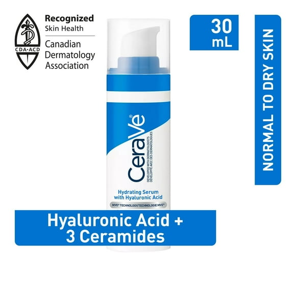CeraVe HYALURONIC Acid Face Serum, Hydrating Serum for Face with Hyaluronic Acid & 3 Essential Ceramides, for Men & Women, Normal To Dry Skin. Fragrance Free, Non-Comedogenic, Paraben-Free, 30ML, Replenishes Hydration