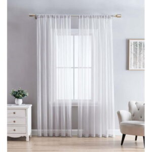 Crinkle Sheer Rod Pocket Curtains  2 pack, Crinkled Texture