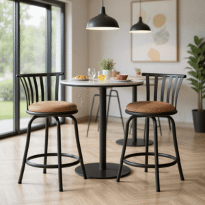 Homy Casa Set of 2 Faux Suede Bar Stools with Open Back and 360° Swivel Seat for Dining Room