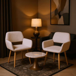 Homy Casa Set of 2 Contemporary Fabric Dining Chairs with Wood Grain Metal Legs and Open Back