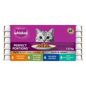 Whiskas Perfect Portions Cuts in Gravy & Paté Variety Pack Wet Cat Food, 24x75g