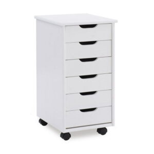 Craydon Six-Drawer Rolling Storage Cart, Whitewash