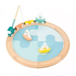 Janod - Bolid - Saling Boat Circuit - with Tracks and Magnetic Lorry and Wagons - 20 Pieces - Creative Imaginative Toy - Construction Game - For Toddlers - From 2 Years + - J04629