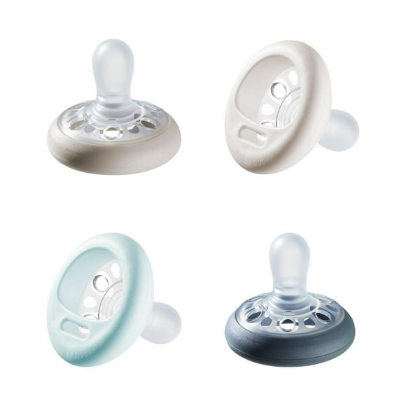 Tommee Tippee Breast-Like Pacifier, Skin-Like Texture, Symmetrical Design, BPA-Free Binky, 0-6m, 4-Count