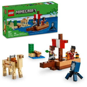 LEGO Minecraft The Pirate Ship Voyage, Boat Toy Playset for Kids with Squid, Camel and Pirate Figures, Pirate Toy Building Set for Action Role-Play, Minecraft Gift for 8 Year Old Boys and Girls, 21259, Includes 166 Pieces, Ages 8+