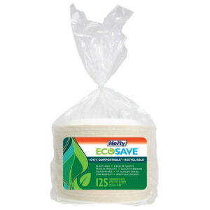 Hefty EcoSave® Luncheon Paper Plates Compostable Disposable Plates, 8.86", 125-pack