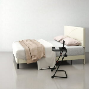 Homy Casa Queen Upholstered Bed with TV Tray for Smart Bedrooms