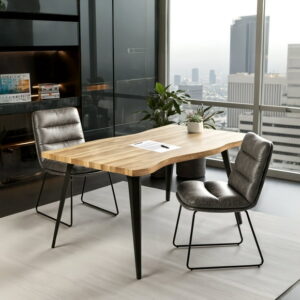 Homy Casa 2 Pack Soft Cushioned Dining Chairs with Sleek Iron Sled Legs and Modern Faux Leather Look