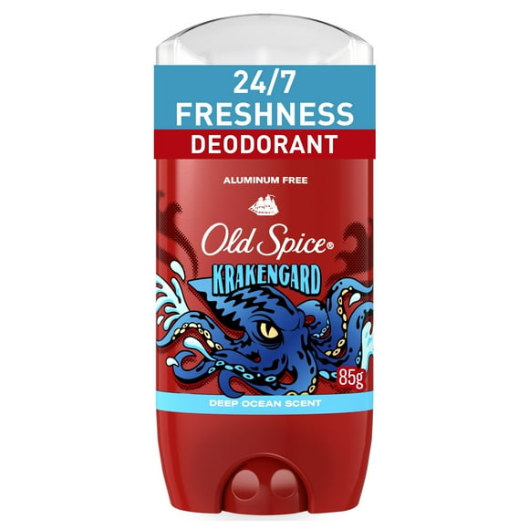 Old Spice Aluminum Free Deodorant for Men, 24/7 Freshness, Long Lasting Odor Protection, Legendary Fragrance, Krakengard, Deep Ocean Scent, 85 g