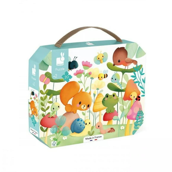 Janod Jigsaw Puzzle Garden Friends 20 Pieces 50 x 40 cm Cardboard Puzzle Educational Toys Gift for Kids Boys and Girls 2-5 Years J02534