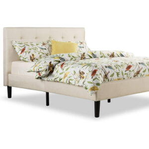 Zinus Ibidun Button Tufted Upholstered Platform Bed Frame with Headboard