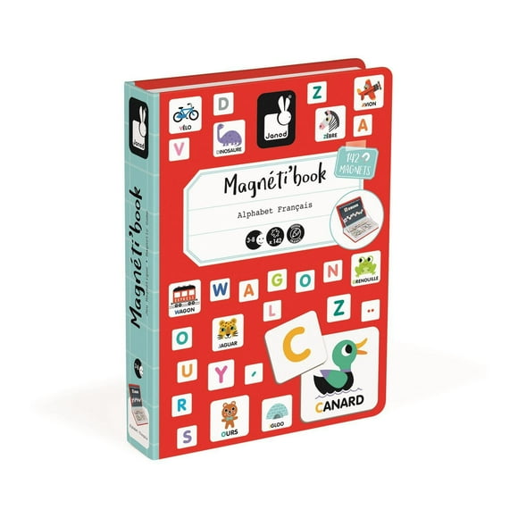 Janod French Alphabet Magnetibook 3 to 8 years Educational Magnetic Games Toy for Kids Toddler Children J02711