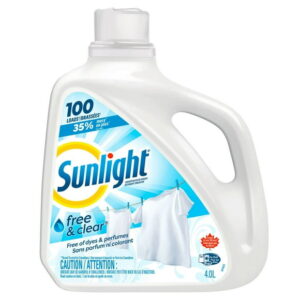 Sunlight Free and Clear Hypoallergenic Concentrated Liquid Laundry Detergent, 4.0L, 100 Wash Loads, 1 Bottle, 4.0 Litres