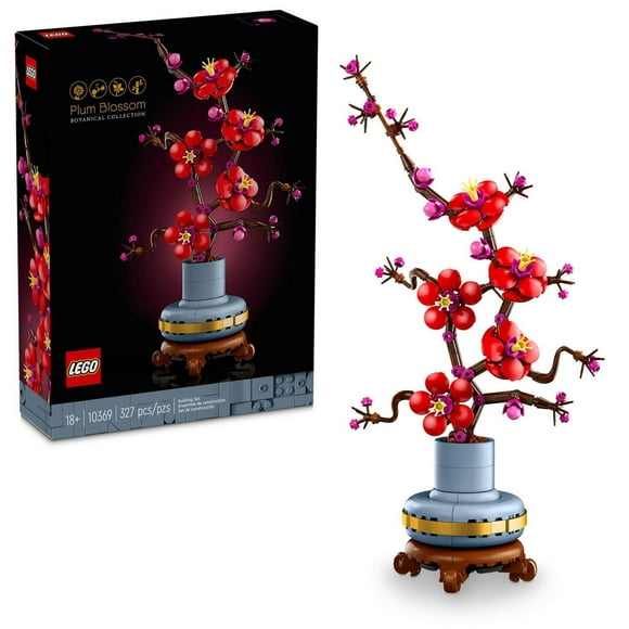 LEGO Icons Plum Blossom Building Set - Artificial Flowers for Dinner Table Centerpieces & Decoration, Adults Ages 18+ - Gift for Mom, Dad, & Significant Other - 10369, Includes 327 Pieces, Ages 18+