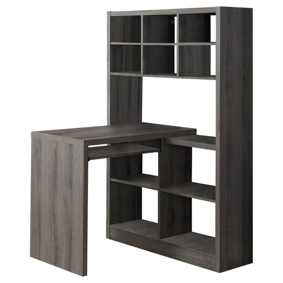 Monarch Specialties Computer Desk, Home Office, Bookcase, Corner, Storage Shelves, Left, Right Set-up, L Shape, Work, Laptop, Laminate, Brown, Contemporary, Modern