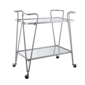 Putnam Silver Mid-Century Bar Cart