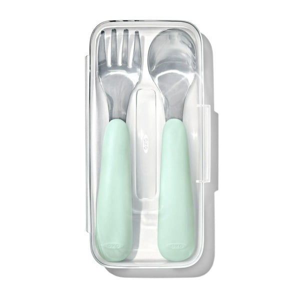 Oxo Tot On-The-Go Fork & Spoon Set - Opal - 6 months +