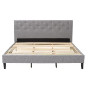 CorLiving Nova Ridge Upholstered Adult King Size Platform Bed Frame with Headboard- No Box Spring Required