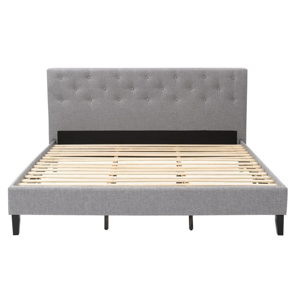 CorLiving Nova Ridge Upholstered Adult King Size Platform Bed Frame with Headboard- No Box Spring Required