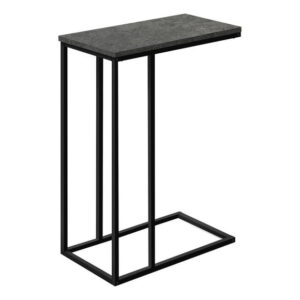 Monarch Specialties Accent Table, C-shaped, End, Side, Snack, Living Room, Bedroom, Metal, Laminate, Grey, Black, Contemporary, Modern