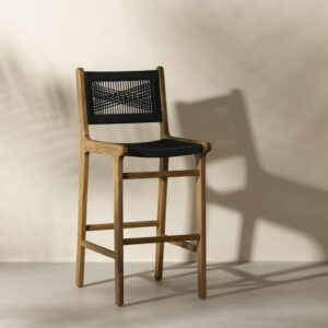South Shore Agave Teak Wood and Woven Rope Bar Stool<br>