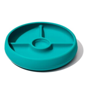 OXO Tot - Silicone Divided Plate - Food-Safe Silicone - Flexible - Perfect for Toddlers Learning to Feed Themselves - BPA-free - Teal