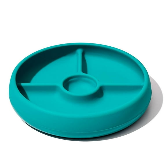 OXO Tot - Silicone Divided Plate - Food-Safe Silicone - Flexible - Perfect for Toddlers Learning to Feed Themselves - BPA-free - Teal