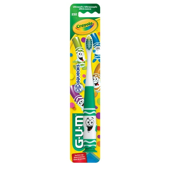 GUM® CRAYOLA PIP-SQUEAKS Kids' Toothbrush, Soft Bristles, 3+
