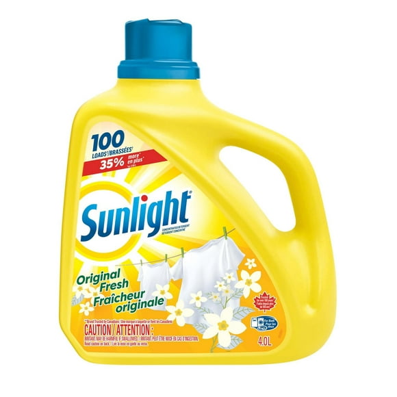 Sunlight Original Fresh Concentrated Liquid Laundry Detergent, 4.0 Litres, 100 Washloads, 1 bottle, 4.0 Litres