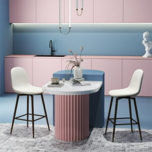 Homy Casa Set of 2 Upholstered Swivel Bar Stools with Ergonomic Curved Back for Kitchen Island Home Bar, Beige Fabric