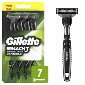 Gillette Mach3 Sensitive Mens Disposable Razors, 7CT