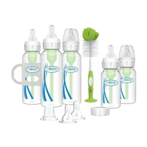 Dr. Brown's Natural Flow® Anti-Colic Options+ Narrow Bottle to Sippy Gift Set with Soft Silicone Sippy Spout, Removable Silicone Handles, Travel Cap and Bottle Brush
