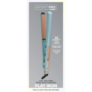 Infinitipro by Conair ® 1" 8x Ceramic Rose Gold Flat Iron - gifts for her, Flat Iron