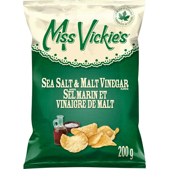 Miss Vickie's Sea Salt & Malt Vinegar Kettle Cooked Potato Chips, 200 g.