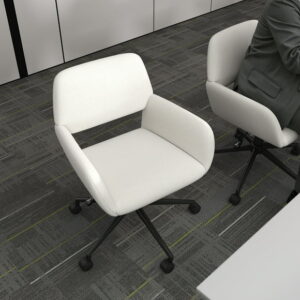 Homy Casa Ergonomic Task Chair, Fabric Office Chair with Adjustable Height, Swivel, and Movable Armrests, Beige