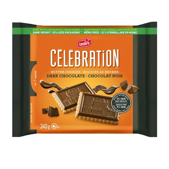 CELEBRATION 70% CHOCOLATE TOP BUTTER COOKIES, 240G EACH BOX