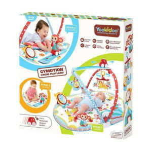 Yookidoo Circus Baby Playmat Gym. with Musical Motorized Mobile, Tummy Time Pillow, Mirror, and Newborn Textured Animal Figures. Infant Activity for 0-12 Month.