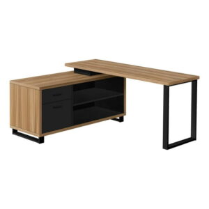 Monarch Specialties Computer Desk, Home Office, Corner, Storage Drawers, 72"l, L Shape, Work, Laptop, Metal, Laminate, Brown, Black, Contemporary, Modern