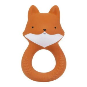 A Little Lovely Company - Teething Toy - Orange - Natural Rubber from Hevea Tree  Cheeky Fox Character - Soothes and Comforts Teething Babies - Safe and Fun  0+ months
