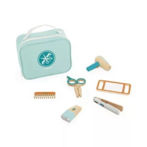 Janod - Hairdresser's Case - Pretend Play Occupational Toy - 6 Wooden Accessories Included - Boosts The Imagination - Water-Based Paints - 3 Years +