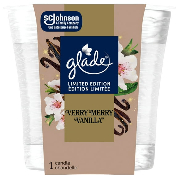 Glade® Scented Candle Air Freshener, Very Merry Vanilla, 1-Wick Candle