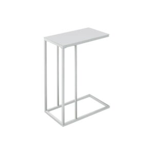 Monarch Specialties Accent Table, C-shaped, End, Side, Snack, Living Room, Bedroom, Metal, Tempered Glass, White, Contemporary, Modern