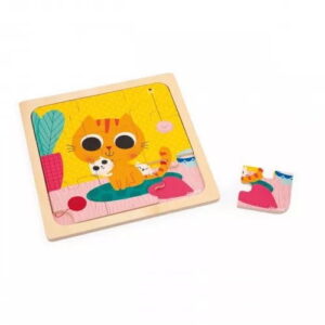 Janod - Peanut the Cat - 9 piece wooden puzzle - 18 months to 3 years old.
