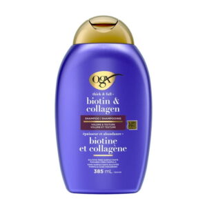 OGX Thick & Full + Biotin & Collagen Volumizing Shampoo, Nutrient-Infused Hair Shampoo with Vitamin B7 Biotin Gives Hair Volume & Body for 72+ Hours, Sulfate-Free Surfactants, 385 mL