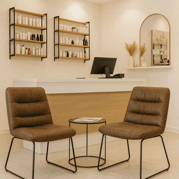 Homy Casa Set of 2 Upholstered Dining Chairs with Tufted Backrest and Brushed Silver Metal Legs